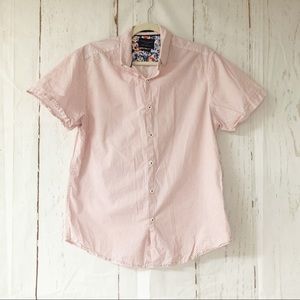 Pink Denim & Flower button up shirt medium